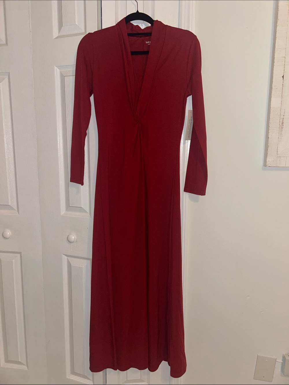 Soft Surroundings Deep Red Twist-Front Maxi Dress